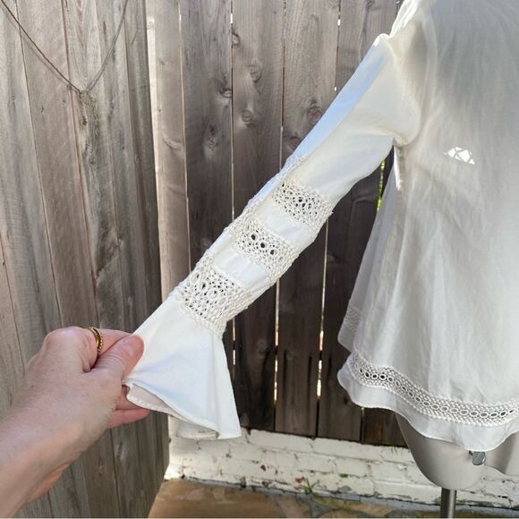 n/nicholas Lace-Trim Long-Sleeve Pintuck Blouse size 4 - Picture 7 of 13